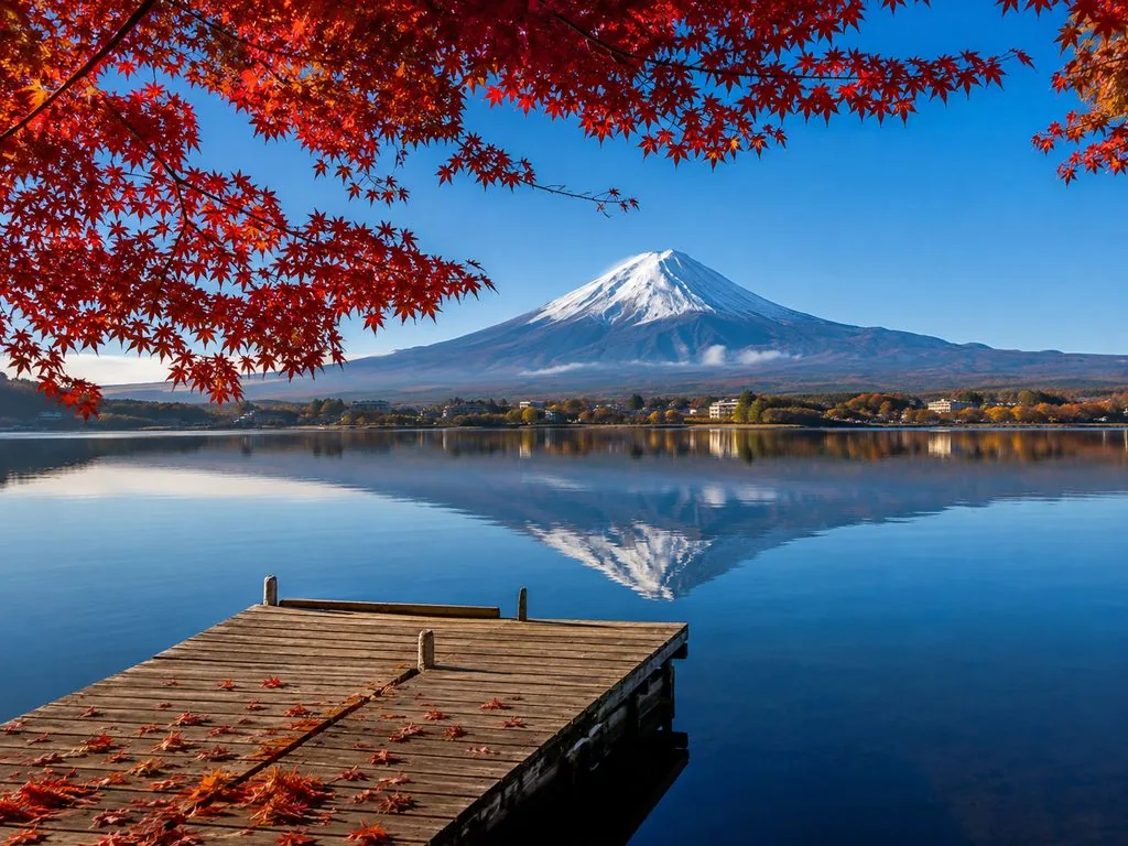 河口湖越しに見る富士山の全景—下からでなければ見られない絶景